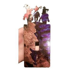 Southwestern Cowboy Multicolored Metal Decorative Light Switch Cover. Horses.